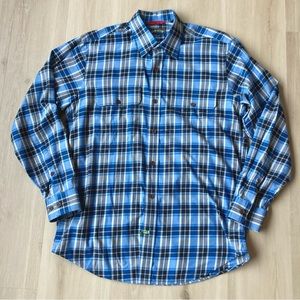 Orvis Game Bird Blue Plaid Long Sleeve Button Up Shirt size M